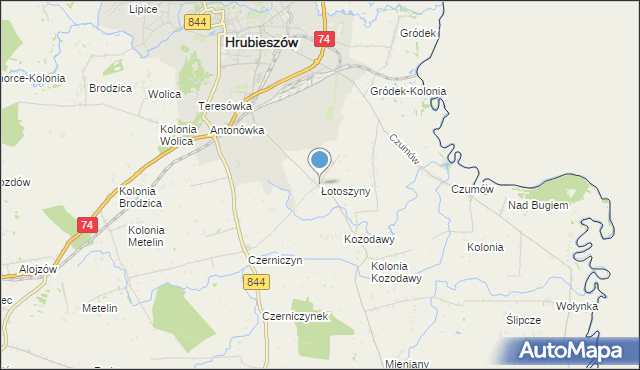 mapa Łotoszyny, Łotoszyny na mapie Targeo