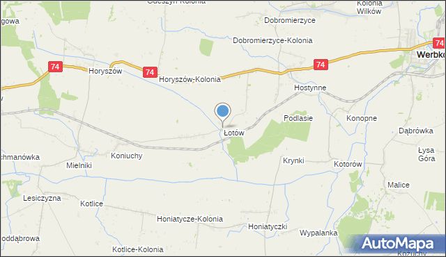 mapa Łotów, Łotów na mapie Targeo