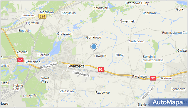 mapa Łowęcin, Łowęcin na mapie Targeo