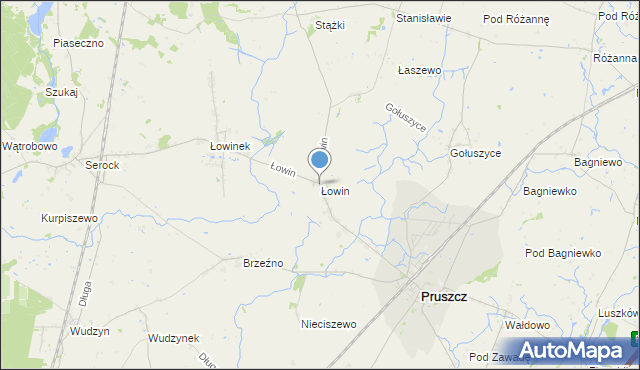 mapa Łowin, Łowin na mapie Targeo