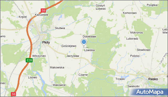 mapa Łowiska, Łowiska na mapie Targeo