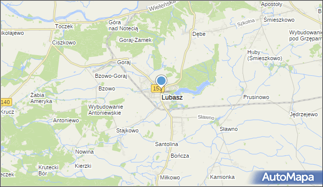 mapa Lubasz, Lubasz powiat czarnkowsko-trzcianecki na mapie Targeo