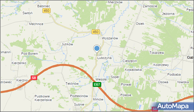 mapa Lubczyna, Lubczyna gmina Wieruszów na mapie Targeo