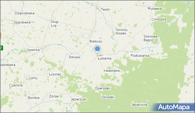 mapa Łubianka, Łubianka gmina Janów na mapie Targeo