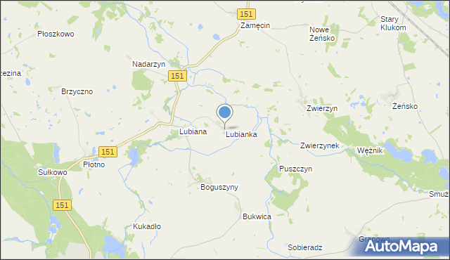 mapa Lubianka, Lubianka gmina Pełczyce na mapie Targeo