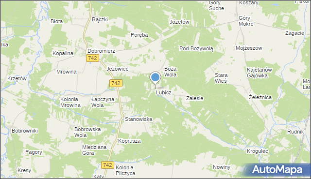 mapa Lubicz, Lubicz gmina Kluczewsko na mapie Targeo