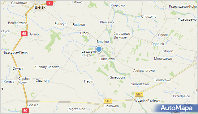 mapa Lubiejewo, Lubiejewo na mapie Targeo