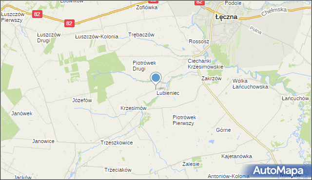 mapa Lubieniec, Lubieniec gmina Mełgiew na mapie Targeo