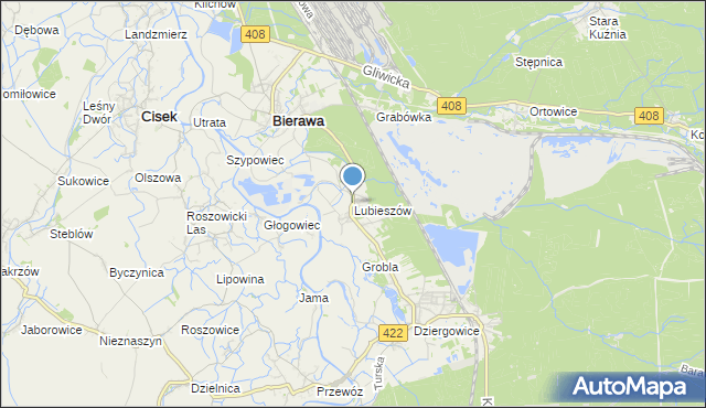 mapa Lubieszów, Lubieszów gmina Bierawa na mapie Targeo