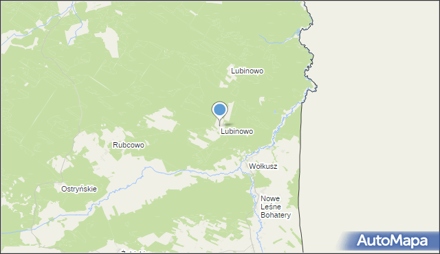 mapa Lubinowo, Lubinowo gmina Lipsk na mapie Targeo