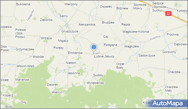 mapa Łubna-Jakusy, Łubna-Jakusy na mapie Targeo