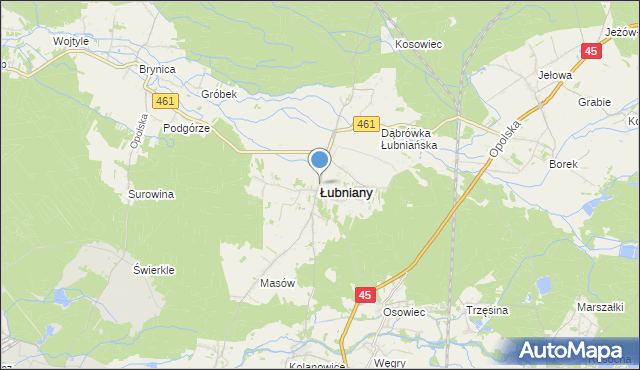 mapa Łubniany, Łubniany na mapie Targeo