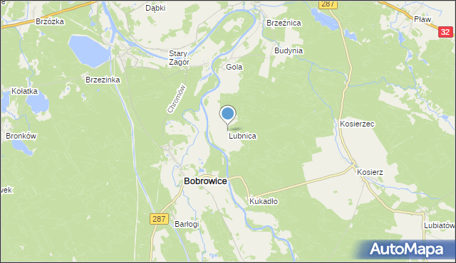 mapa Lubnica, Lubnica gmina Bobrowice na mapie Targeo