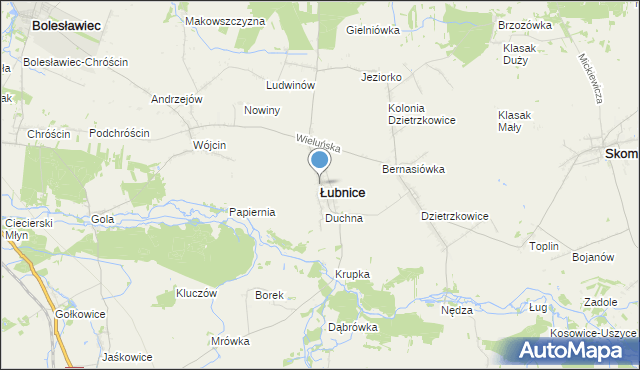 mapa Łubnice, Łubnice powiat wieruszowski na mapie Targeo