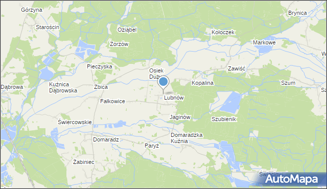 mapa Lubnów, Lubnów gmina Pokój na mapie Targeo