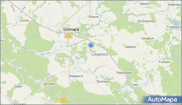 mapa Lubogoszcz, Lubogoszcz gmina Grzmiąca na mapie Targeo