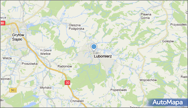 mapa Lubomierz, Lubomierz powiat lwówecki na mapie Targeo