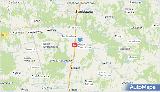 mapa Lubomin, Lubomin gmina Stanisławów na mapie Targeo