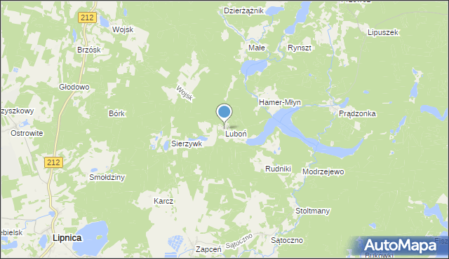 mapa Luboń, Luboń gmina Lipnica na mapie Targeo