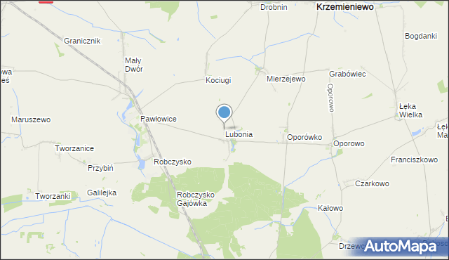mapa Lubonia, Lubonia gmina Krzemieniewo na mapie Targeo