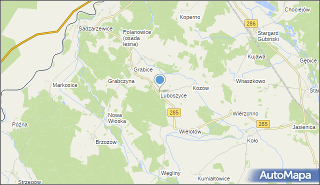 mapa Luboszyce, Luboszyce gmina Gubin na mapie Targeo