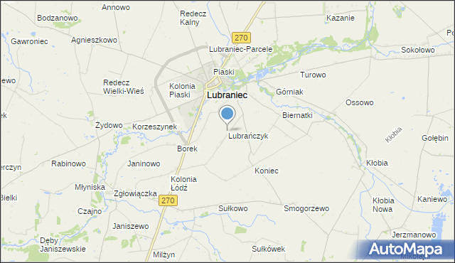 mapa Lubrańczyk, Lubrańczyk na mapie Targeo