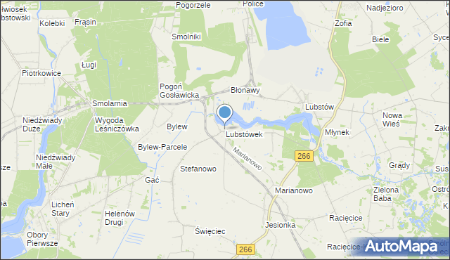 mapa Lubstówek, Lubstówek gmina Sompolno na mapie Targeo