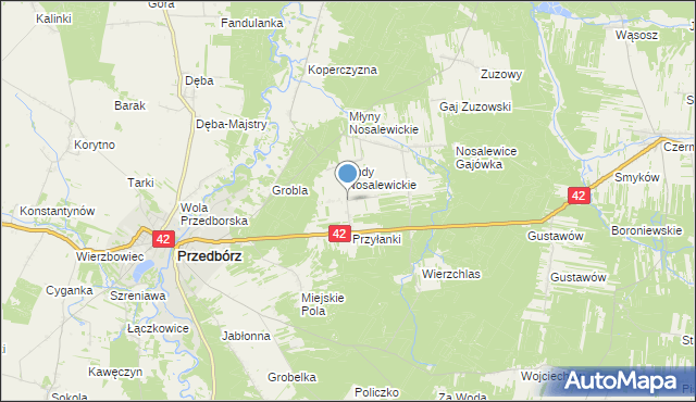 mapa Ludwików, Ludwików gmina Przedbórz na mapie Targeo