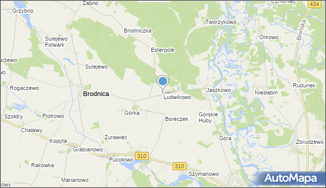 mapa Ludwikowo, Ludwikowo gmina Brodnica na mapie Targeo