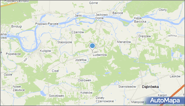 mapa Ludwinów, Ludwinów gmina Dąbrówka na mapie Targeo