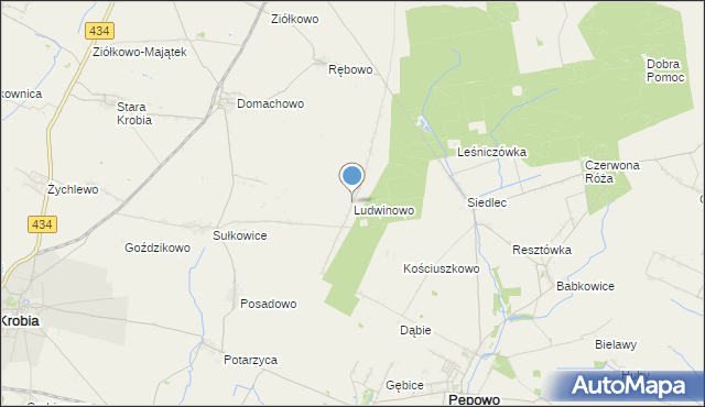 mapa Ludwinowo, Ludwinowo gmina Pępowo na mapie Targeo