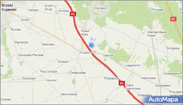 mapa Ludwinowo, Ludwinowo gmina Włocławek na mapie Targeo