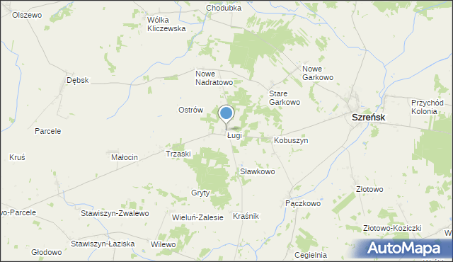 mapa Ługi, Ługi gmina Szreńsk na mapie Targeo