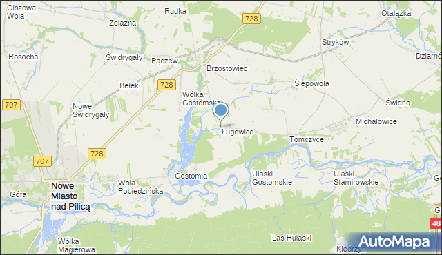 mapa Ługowice, Ługowice na mapie Targeo