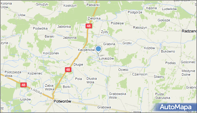 mapa Łukaszów, Łukaszów gmina Radzanów na mapie Targeo