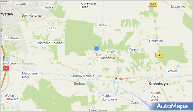 mapa Łukaszówka, Łukaszówka gmina Kraśniczyn na mapie Targeo