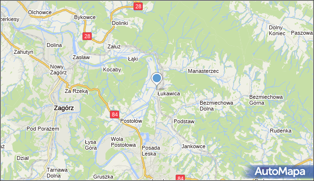 mapa Łukawica, Łukawica gmina Lesko na mapie Targeo