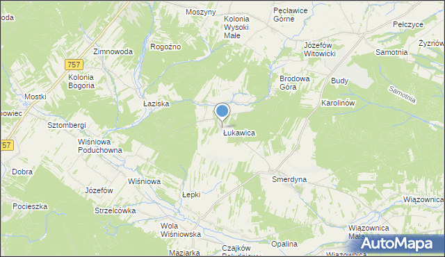 mapa Łukawica, Łukawica gmina Staszów na mapie Targeo
