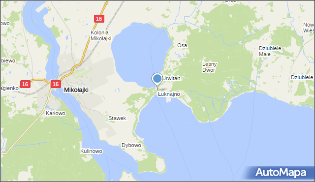 mapa Łuknajno, Łuknajno na mapie Targeo