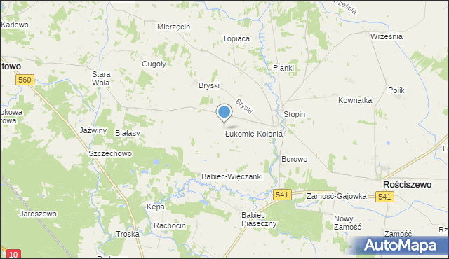 mapa Łukomie-Kolonia, Łukomie-Kolonia na mapie Targeo