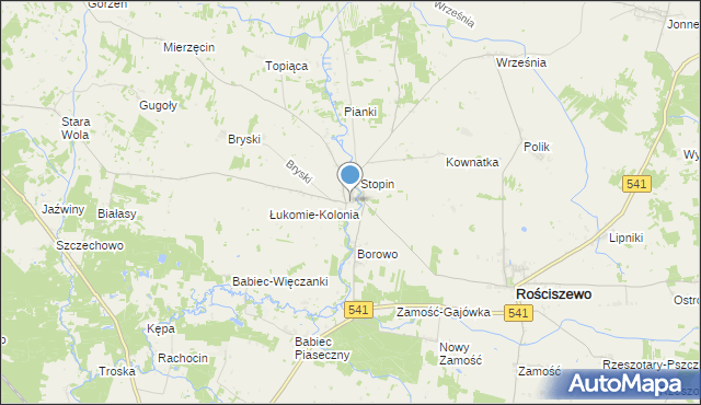 mapa Łukomie, Łukomie gmina Rościszewo na mapie Targeo