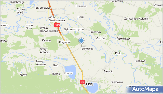 mapa Łukówiec, Łukówiec gmina Firlej na mapie Targeo