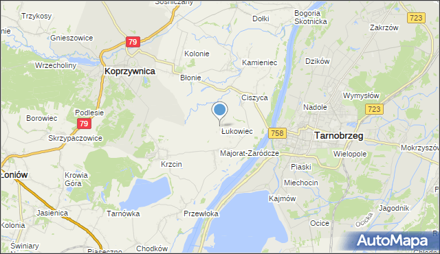 mapa Łukowiec, Łukowiec gmina Koprzywnica na mapie Targeo