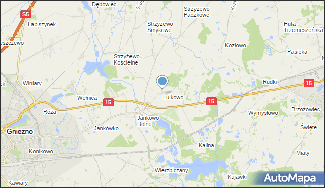 mapa Lulkowo, Lulkowo gmina Gniezno na mapie Targeo