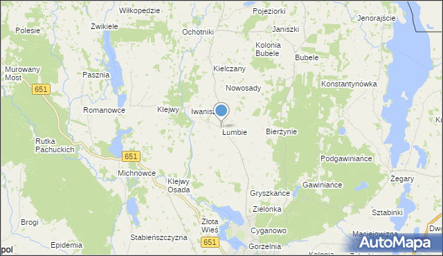 mapa Łumbie, Łumbie na mapie Targeo