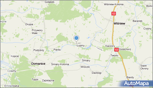 mapa Łupiny, Łupiny gmina Wiśniew na mapie Targeo