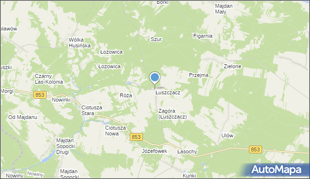 mapa Łuszczacz, Łuszczacz na mapie Targeo