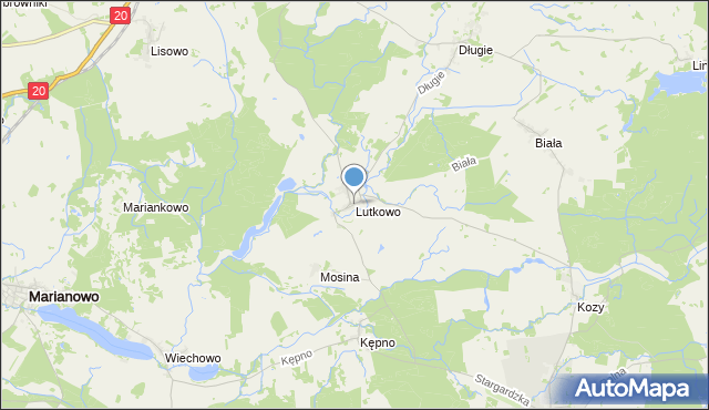 mapa Lutkowo, Lutkowo gmina Dobrzany na mapie Targeo