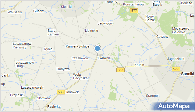 mapa Lwówek, Lwówek gmina Sanniki na mapie Targeo