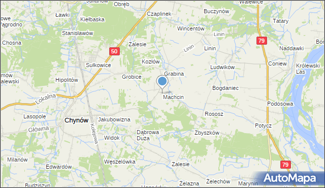 mapa Machcin, Machcin gmina Chynów na mapie Targeo